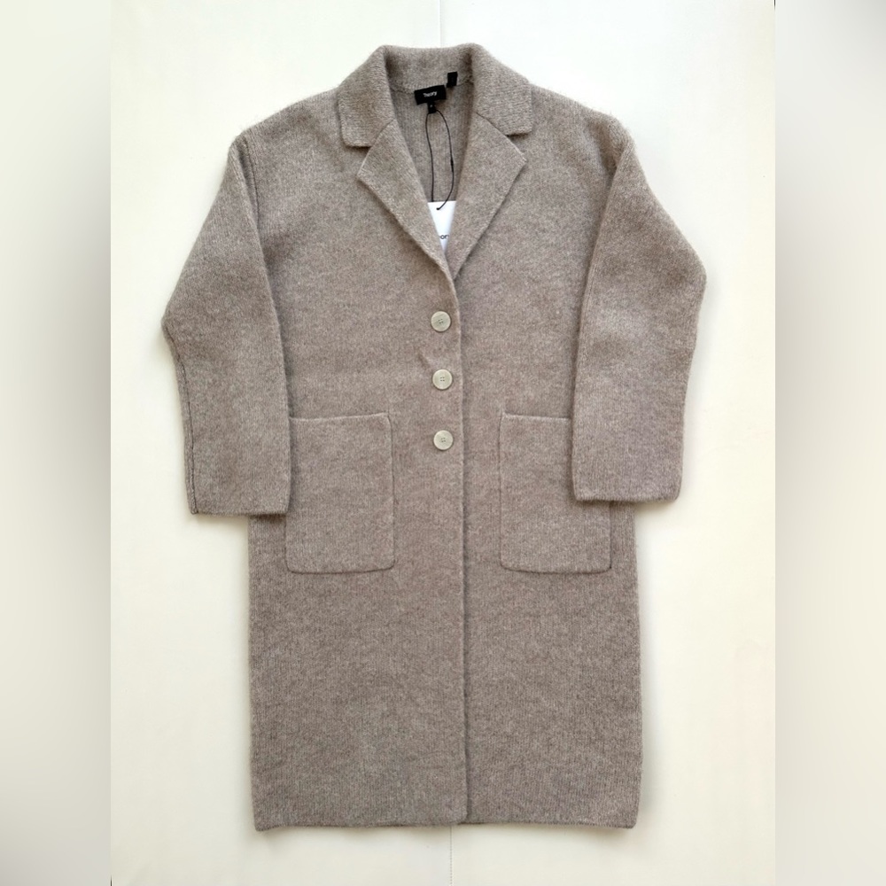 Theory Alpaca Wool Blend Sweater Coat Petite